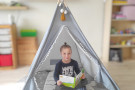 Dětský kusový koberec Petit Lama grey kruh