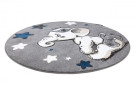 Dětský kusový koberec Petit Elephant stars grey kruh