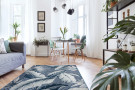 Kusový koberec Botanic 65242 Feathers navy – na ven i na doma