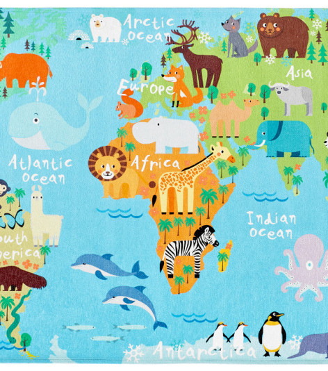 Dětský kusový koberec Torino kids 233 WORLD MAP
