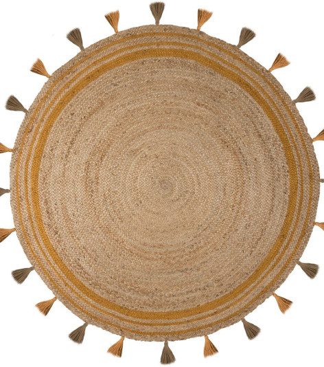 Kusový koberec Lunara Jute Circle Ochre