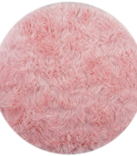 Kusový koberec Faux Fur Sheepskin Pink kruh