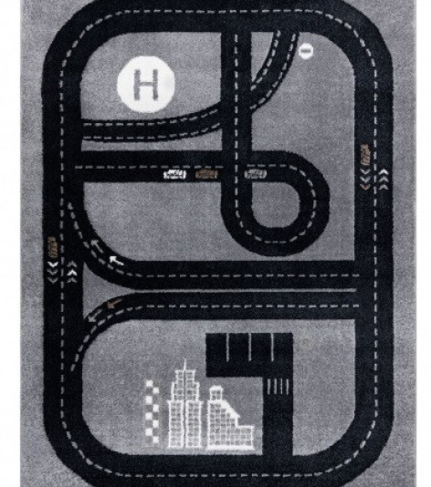 Dětský kusový koberec Fun Track grey