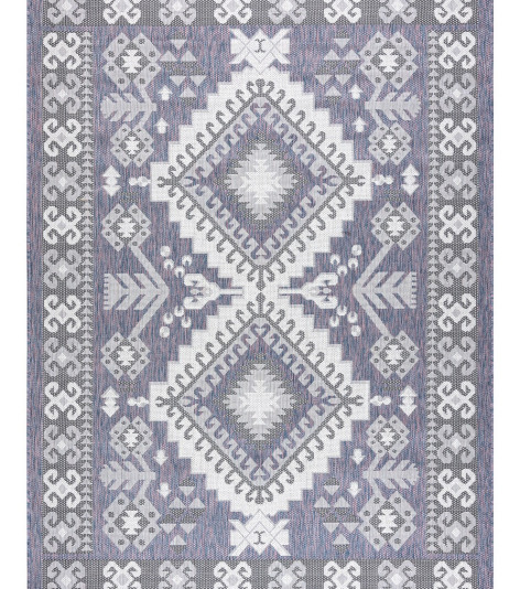 Kusový koberec Sion Sisal Aztec 3007 blue/pink/ecru – na ven i na doma