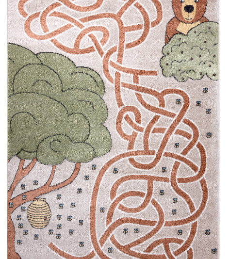 Dětský kusový koberec Fun Honey with Bear beige