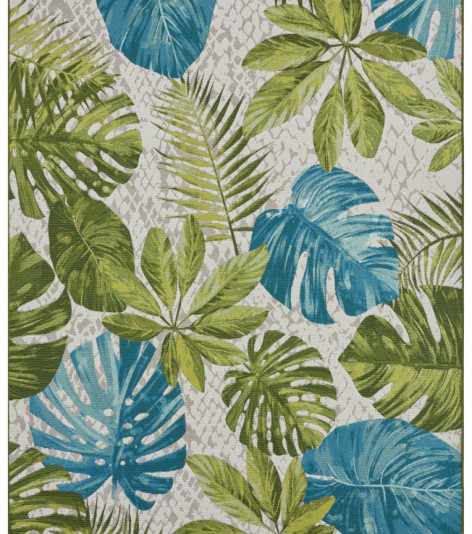Kusový koberec Flair 105617 Tropical Leaves Turqouise Green – na ven i na doma