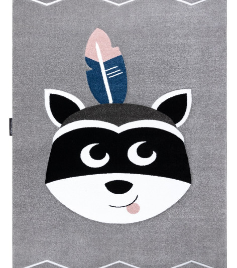 Dětský kusový koberec Petit Raccoon mukki grey