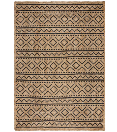 Kusový koberec Printed Jute Luis Natural/Black