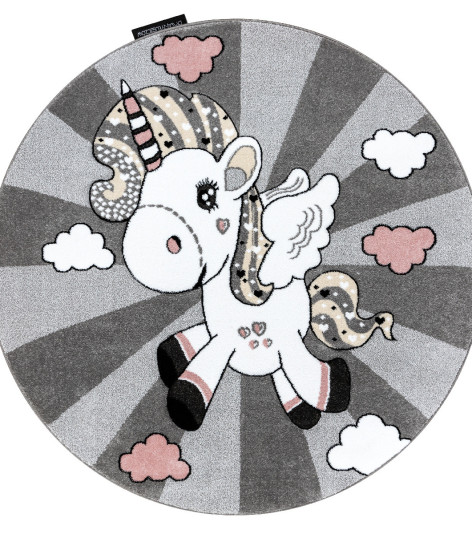 Dětský kusový koberec Petit Unicorn grey kruh