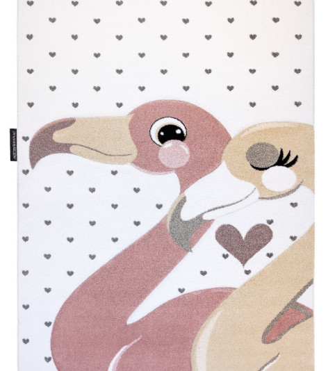 Dětský kusový koberec Petit Flamingos hearts cream
