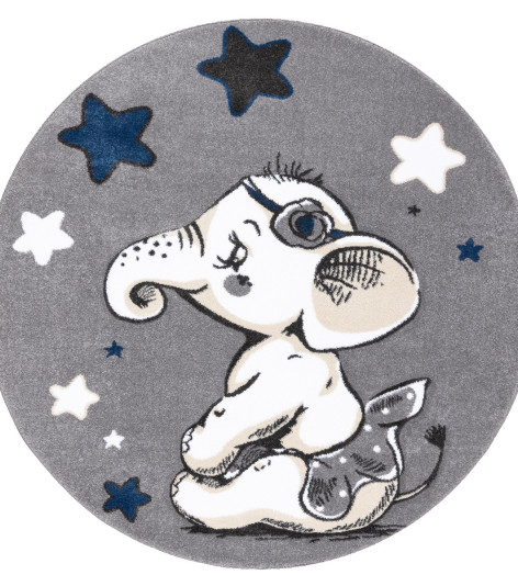 Dětský kusový koberec Petit Elephant stars grey kruh