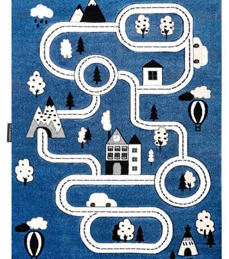 Dětský kusový koberec Petit Town streets blue