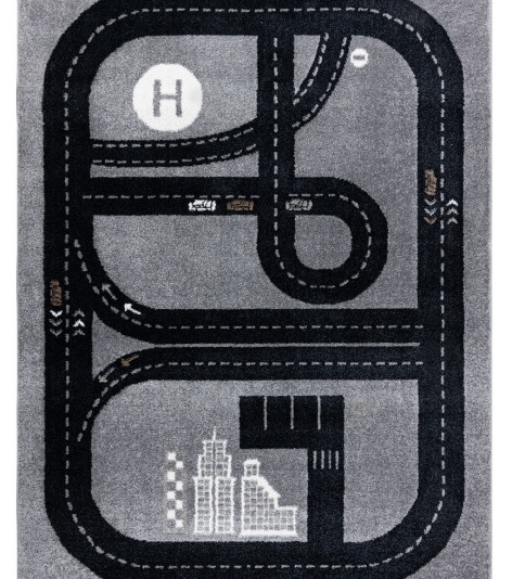 Dětský kusový koberec Fun Track grey