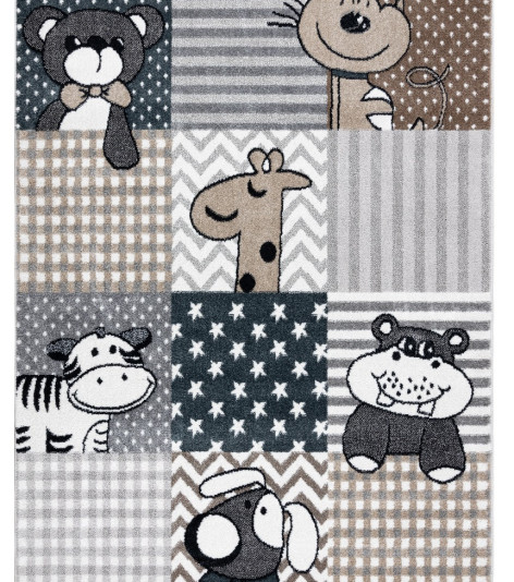 Dětský kusový koberec Fun Pets grey