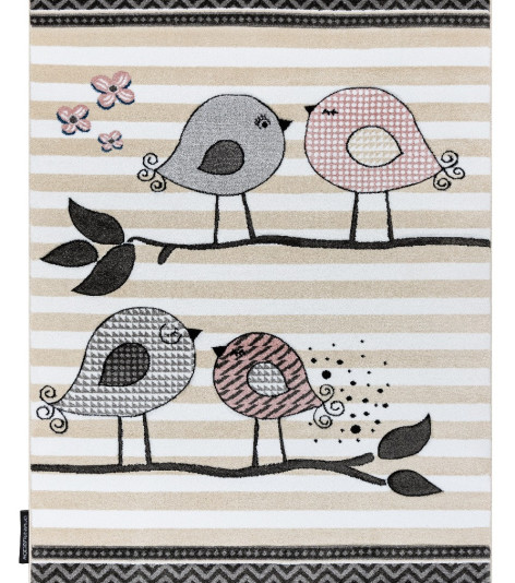 Dětský kusový koberec Petit Birds cream