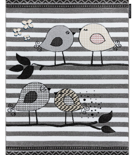 Dětský kusový koberec Petit Birds grey