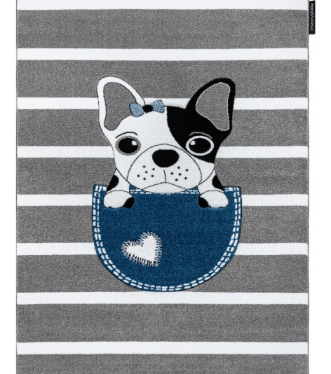 Dětský kusový koberec Petit Bulldog grey